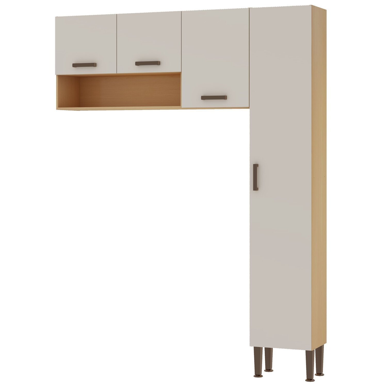 Lavanderia Modulada 2 Peças, 1 Armário Alto e Aéreo de 120cm Essência 100% Mdf - 2