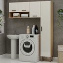 Ver imagem 1 de Lavanderia Modulada 2 Peças, 1 Armário Alto e Aéreo de 120cm Essência 100% Mdf