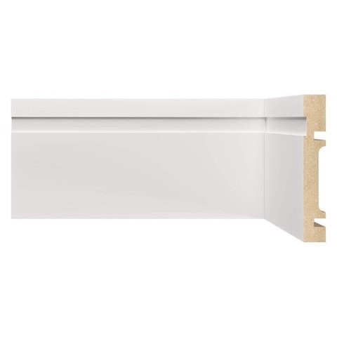 Kit com 3 Barras Rodapé MDF 1002 15MMX10CM Metro Linear 7,2m Branco/Frisado Moldufama