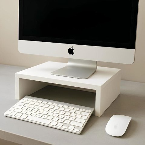 Suporte para Monitor de Mesa Escritório MDF 30cm Branco F5 Office