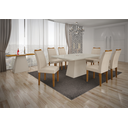 Ver imagem 3 de Mesa de Jantar Slim Retangular Tampo MDF/Vidro 160cm Pampulha New Moveis Leifer Off White, Reto com