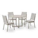 Ver imagem 2 de Conjunto Sala de Jantar Mesa em MDF com Vidro 4 Cadeiras Moscou Bege/Champagne/Off White