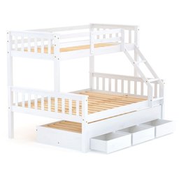 Treliche com Cama Casal Premium com Gavetas Madeira Maciça Branco Megamobilia - 3