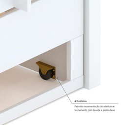 Treliche com Cama Casal Premium com Gavetas Madeira Maciça Branco Megamobilia - 6