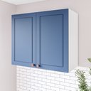 Ver imagem 1 de Armário Aéreo 2 Portas 80 cm Pérola Yescasa Azul/Branco