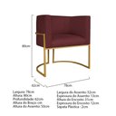 Ver imagem 7 de Kit Divã Luna 140cm Lado Esquerdo e 01 Poltrona Base de Ferro Dourado Suede Cor Bordô