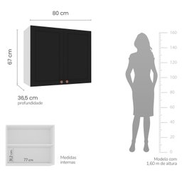Armário Aéreo 2 Portas 80 Cm Pérola Yescasa - 5