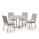 Ver imagem 2 de Conjunto Sala de Jantar Mesa em MDF com Vidro com 4 Cadeiras Moscou Bege/Champagne/Marrom/Off White