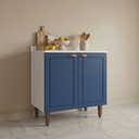 Ver imagem 3 de Balcão para Cozinha 2 Portas 80cm sem Tampo Pérola Branco e Azul Yescasa