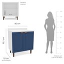 Ver imagem 4 de Balcão para Cozinha 2 Portas 80cm sem Tampo Pérola Branco e Azul Yescasa