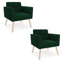 Ver imagem 1 de Poltrona Sala Estar Pé Palito Natural Kit 2 Elisa Bouclê Verde D03 - D'Rossi