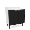 Ver imagem 3 de Balcão para Cozinha 2 Portas 80cm sem Tampo Pérola Branco e Preto Yescasa