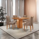 Ver imagem 1 de Mesa de Jantar Eloise Canto Copo 4 Cadeiras Isadora Moderna Veludo Capuccino/naturalle