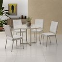 Ver imagem 1 de Conjunto Sala de Jantar Mesa em MDF com Vidro 4 Cadeiras Moscou Bege/Champagne