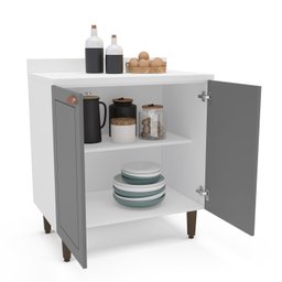 Balcão para Cozinha 2 Portas 80 Cm Pérola Yescasa - 3