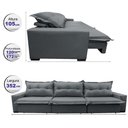 Ver imagem 2 de Sofá Retrátil e Reclinável 3.52m com Molas Ensacadas Cama inBox Prime Tecido Linho Cinza Escuro