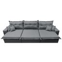 Ver imagem 5 de Sofá Retrátil e Reclinável 3.52m com Molas Ensacadas Cama inBox Prime Tecido Linho Cinza Escuro