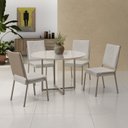 Ver imagem 1 de Conjunto Sala de Jantar Mesa em MDF com Vidro 4 Cadeiras Moscou Marrom/Fendi