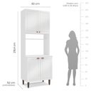 Ver imagem 6 de Paneleiro/Torre Quente 4 Portas 2 Nichos para Forno e Utensílios com 80 cm Pérola Yescasa Branco