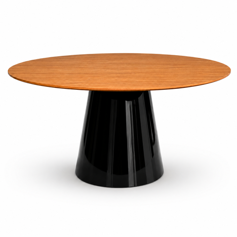 Mesa de Jantar Oval 150x90cm Freijó - Base Cone Preto