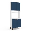 Ver imagem 4 de Paneleiro/Torre Quente 4 Portas 2 Nichos para Forno e Utensílios com 80 cm Pérola Yescasa Azul/Branc