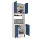 Ver imagem 3 de Paneleiro/Torre Quente 4 Portas 2 Nichos para Forno e Utensílios com 80 cm Pérola Yescasa Azul/Branco