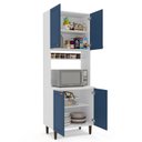Ver imagem 3 de Paneleiro/Torre Quente 4 Portas 2 Nichos para Forno e Utensílios com 80 cm Pérola Yescasa Azul/Branc