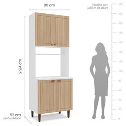 Paneleiro / Torre Quente 4 Portas 2 Nichos para Forno e Utensílios com 80 Cm Pérola Yescasa - 6