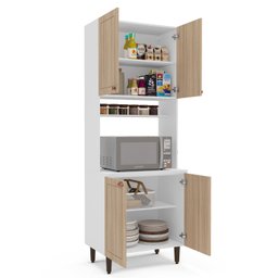 Paneleiro / Torre Quente 4 Portas 2 Nichos para Forno e Utensílios com 80 Cm Pérola Yescasa - 3