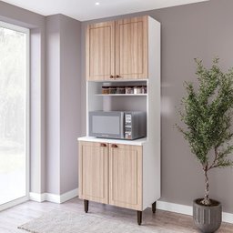 Paneleiro / Torre Quente 4 Portas 2 Nichos para Forno e Utensílios com 80 Cm Pérola Yescasa - 2