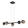 Pendente Lustre de Teto Jabuticaba com 5 Globos Vidro Especial Alumínio - Preto Ambar - 2