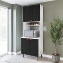Ver imagem 1 de Paneleiro/Torre Quente 4 Portas 2 Nichos para Forno e Utensílios com 80 cm Pérola Yescasa Preto/Bran