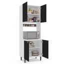 Ver imagem 3 de Paneleiro/Torre Quente 4 Portas 2 Nichos para Forno e Utensílios com 80 cm Pérola Yescasa Preto/Bran