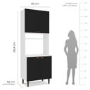 Ver imagem 6 de Paneleiro/Torre Quente 4 Portas 2 Nichos para Forno e Utensílios com 80 cm Pérola Yescasa Preto/Bran