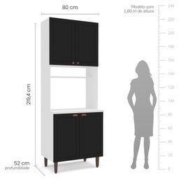 Paneleiro / Torre Quente 4 Portas 2 Nichos para Forno e Utensílios com 80 Cm Pérola Yescasa - 6