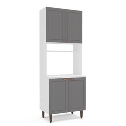 Paneleiro / Torre Quente 4 Portas 2 Nichos para Forno e Utensílios com 80 Cm Pérola Yescasa - 4