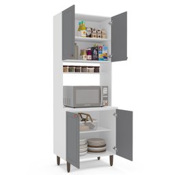 Paneleiro / Torre Quente 4 Portas 2 Nichos para Forno e Utensílios com 80 Cm Pérola Yescasa - 3