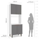 Ver imagem 6 de Paneleiro/Torre Quente 4 Portas 2 Nichos para Forno e Utensílios com 80 cm Pérola Yescasa Cinza/Bran