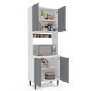 Ver imagem 3 de Paneleiro/Torre Quente 4 Portas 2 Nichos para Forno e Utensílios com 80 cm Pérola Yescasa Cinza/Bran