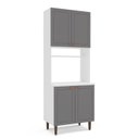 Ver imagem 4 de Paneleiro/Torre Quente 4 Portas 2 Nichos para Forno e Utensílios com 80 cm Pérola Yescasa Cinza/Bran