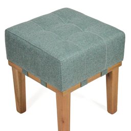 Puff Quadrado Para Sala Apoio Para Os Pés 45 cm Linho Verde - 2