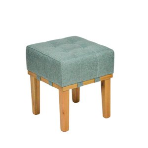 Puff Quadrado Para Sala Apoio Para Os Pés 45 cm Linho Verde