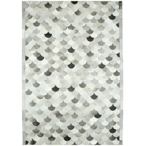 Tapete de Couro Legítimo Geométrico - 2.00x3.00 - Cinza Médio - 250703074510