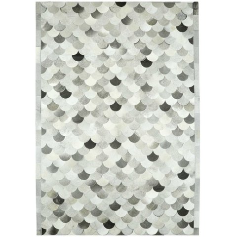 Tapete de Couro Legítimo Geométrico - 2.00x3.00 - Cinza Médio - 250703074510