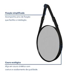 Espelho Adnet Fine com Alça em Couro 75x75 - 5
