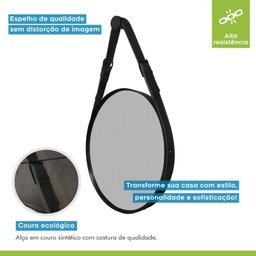 Espelho Adnet Fine com Alça em Couro 75x75 - 6
