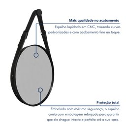 Espelho Adnet Fine com Alça em Couro 75x75 - 6