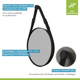 Espelho Adnet Fine com Alça em Couro 75x75 - 5