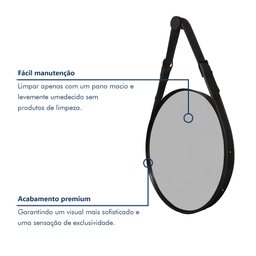 Espelho Adnet Fine com Alça em Couro 75x75 - 7