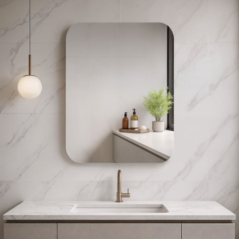 Espelho Orgânico Lapidado para Banheiro 80x60cm Aura